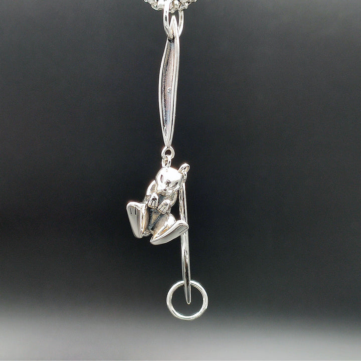 [1068] Bright Exciting Long Ears Rabbit Pendant with Chain - Taffu Craft Studio