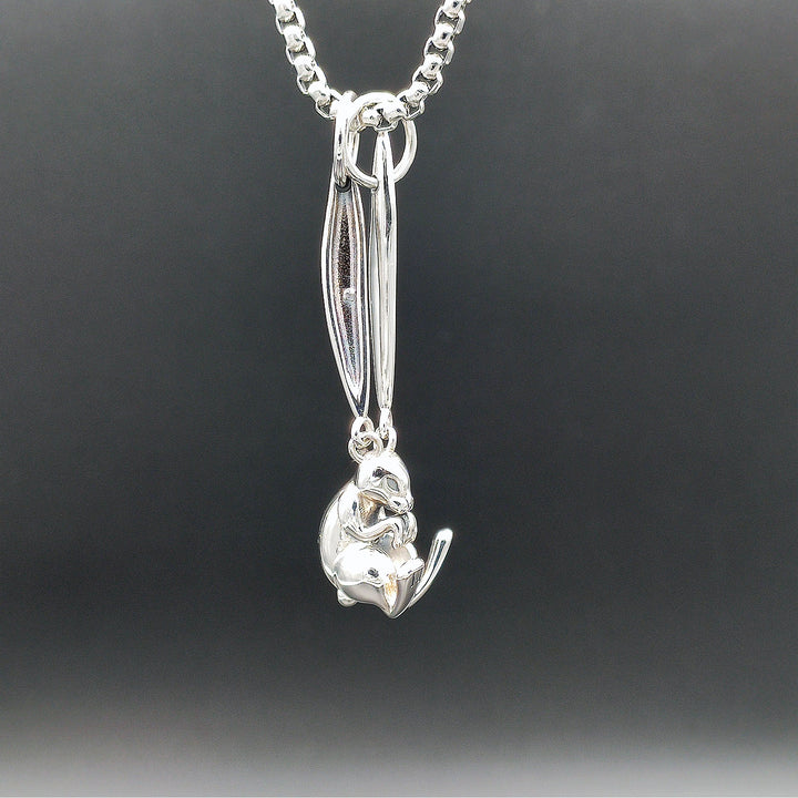 [1068] Bright Exciting Long Ears Rabbit Pendant with Chain - Taffu Craft Studio