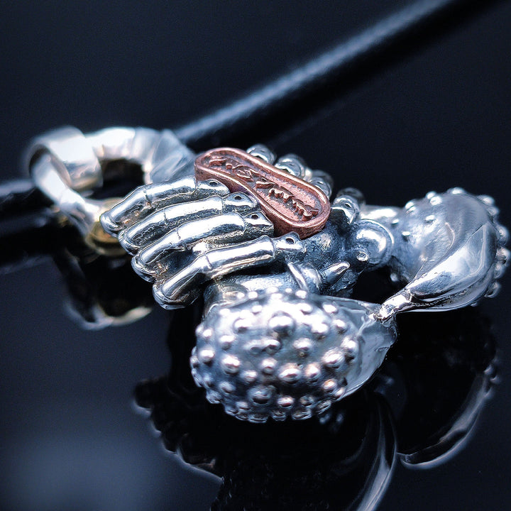 [1088] Retro Style Sterling Silver S925 Flame Scorpion Pendant Necklace - Taffu Craft Studio