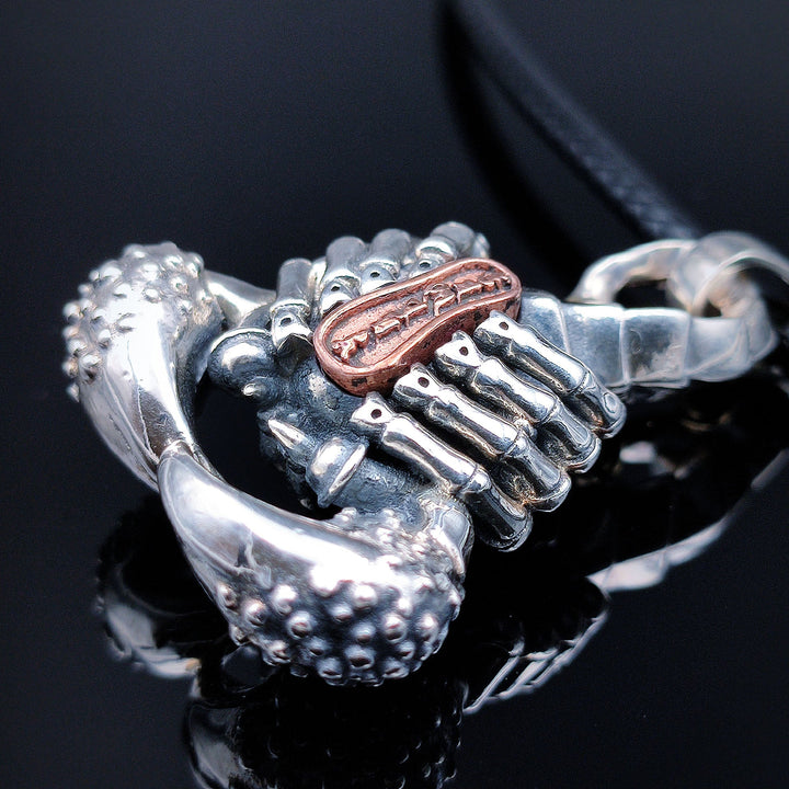 [1088] Retro Style Sterling Silver S925 Flame Scorpion Pendant Necklace - Taffu Craft Studio