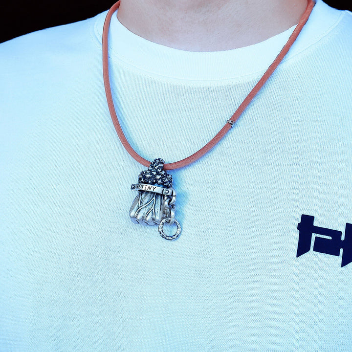 [1094] Limited Retro Style Sterling Silver S925 Defying Destiny Pendant Necklace - Taffu Craft Studio